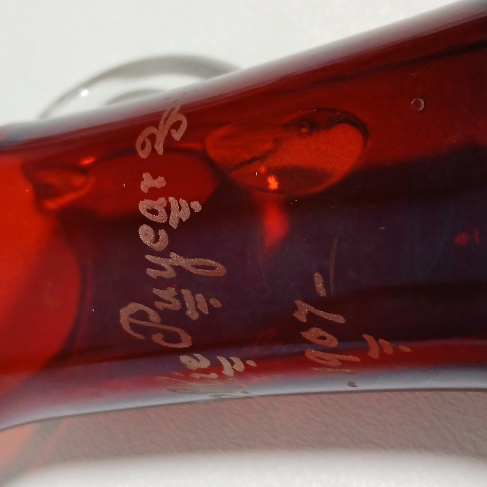 Ruby Red Stain Flash Glass Creamer to Clear Glass Handle Vintage 1907 - Picture 3 of 11